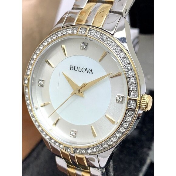 Bulova Accessories - Bulova Women's Watch 98L273 Mother of Pearl Dial Crystal Accent Two Tone…